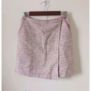 Ann‎ Taylor Loft Womens Asymmetric Tweed Pink Mini Skirt Size 2
